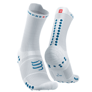 COMPRESSPORT Pro Racing Socks V4.0 Run High White/Fjord Blue